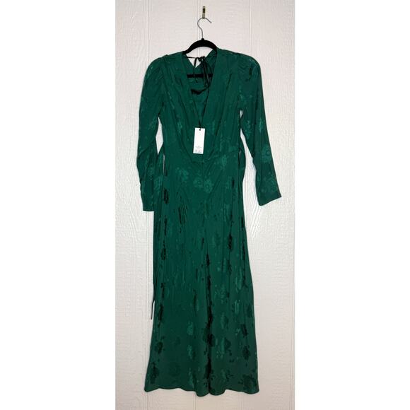 RIXO LONDON "Ginger" Green Floral Jacquard Crepe Maxi Dress NWT US XS - Picture 6 of 11